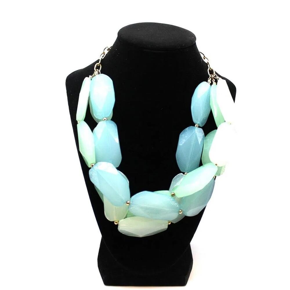 Chunky Green Moonstone Resin Statement Necklace